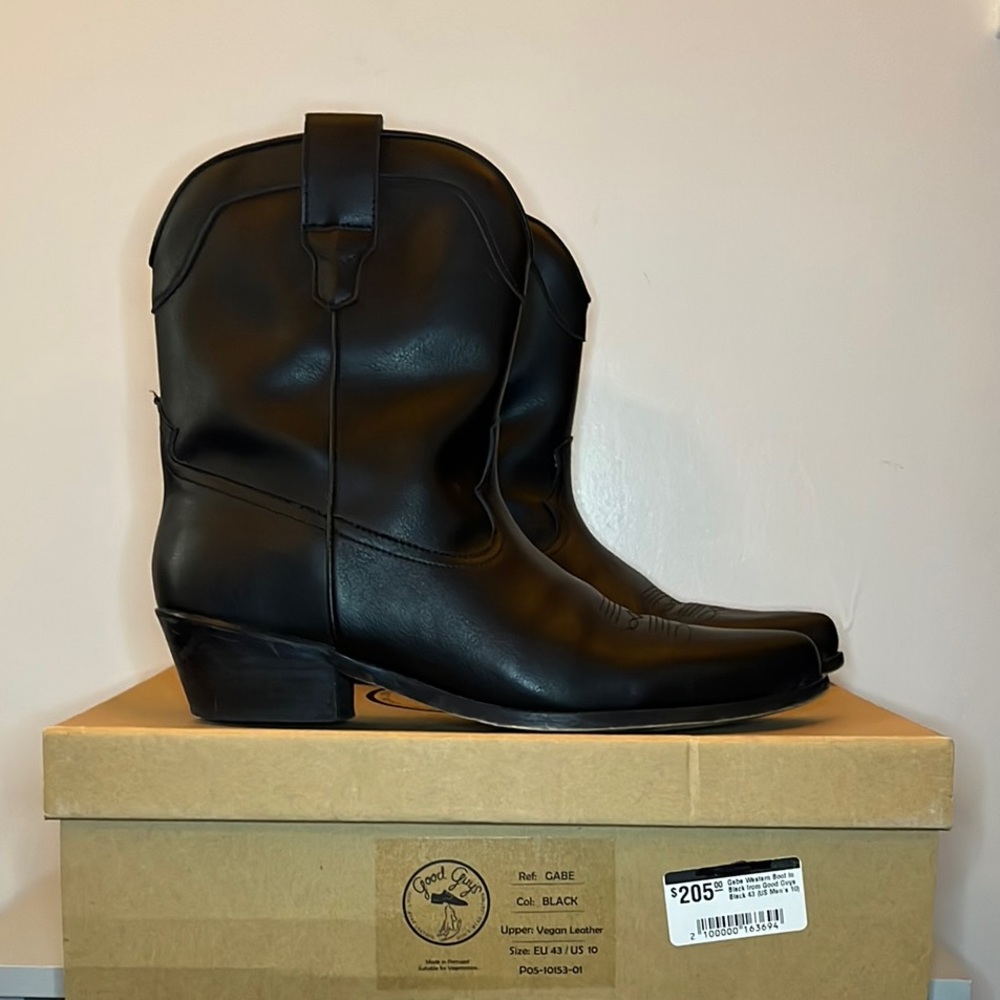 Black Western Cowboy Boots Premium Vegan Leather